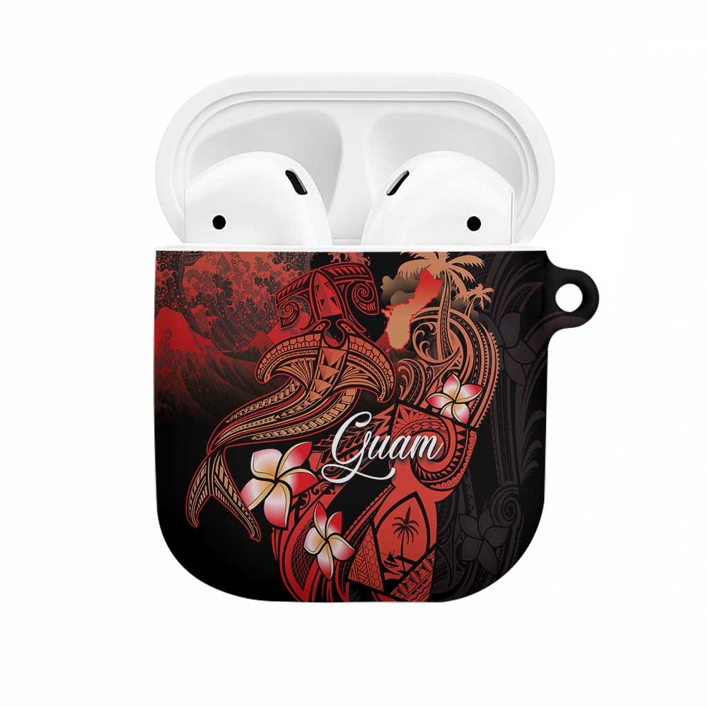 Guam Tribal Chamorro AirPods Case Polynesian Shark with Plumeria and Sea Vibe - Polynesian Pride