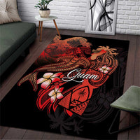 Guam Tribal Chamorro Area Rug Polynesian Shark with Plumeria and Sea Vibe - Polynesian Pride
