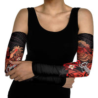 Guam Tribal Chamorro Arm Sleeves Polynesian Shark with Plumeria and Sea Vibe - Polynesian Pride