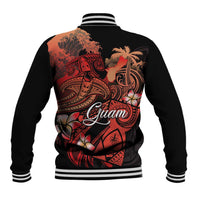 Guam Tribal Chamorro Baseball Jacket Polynesian Shark with Plumeria and Sea Vibe LT03 - Polynesian Pride