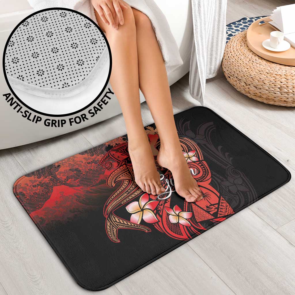 Guam Tribal Chamorro Bathroom Set Polynesian Shark with Plumeria and Sea Vibe - Polynesian Pride