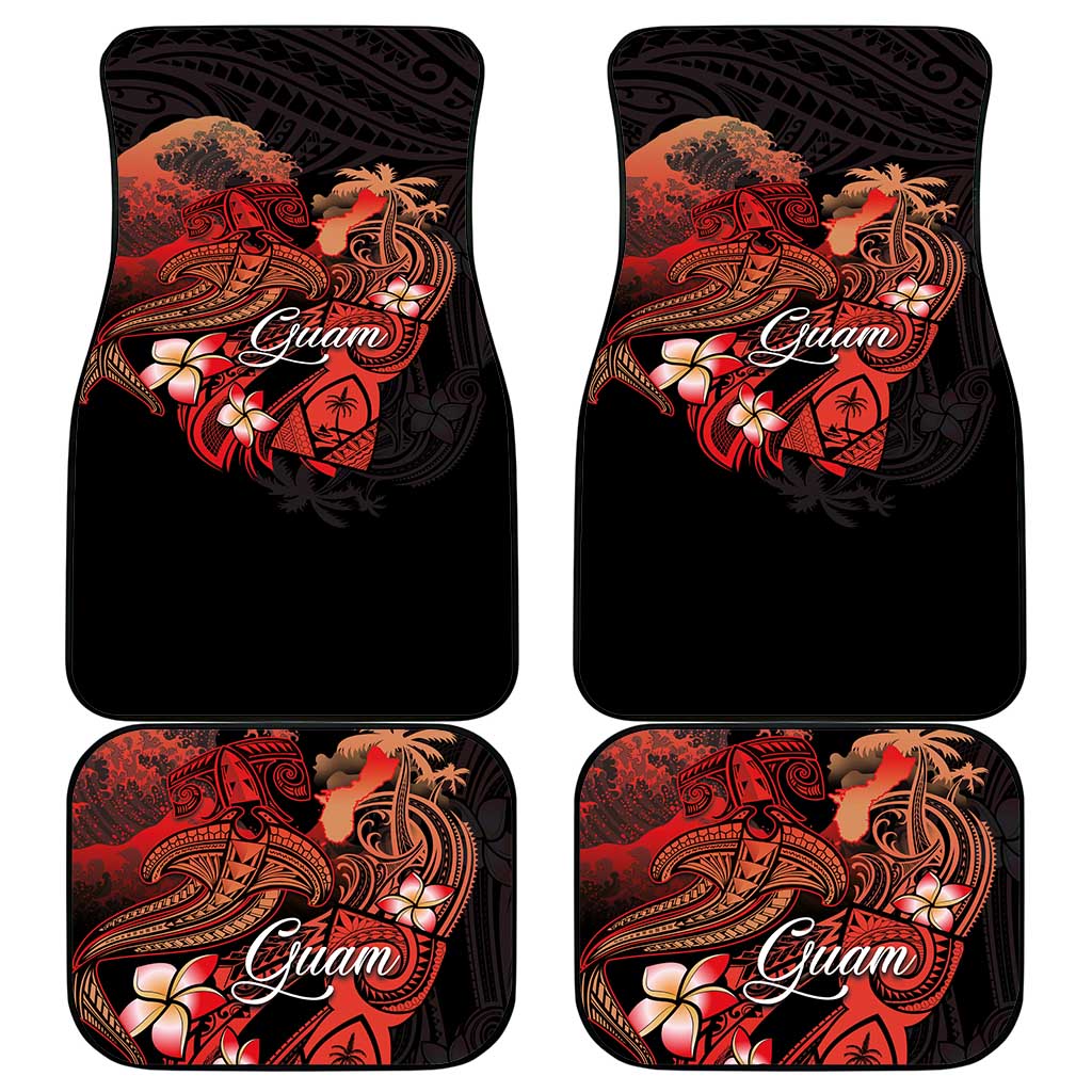 Guam Tribal Chamorro Car Mats Polynesian Shark with Plumeria and Sea Vibe - Polynesian Pride