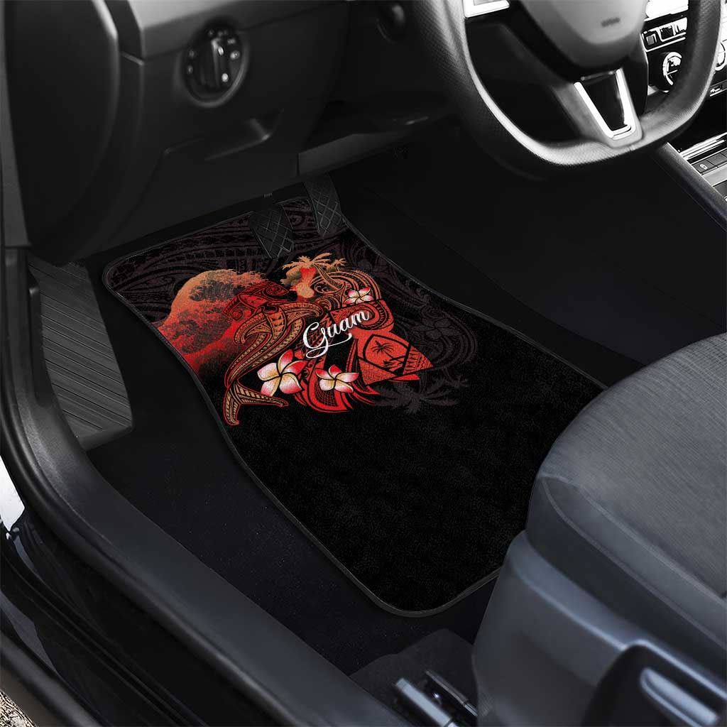 Guam Tribal Chamorro Car Mats Polynesian Shark with Plumeria and Sea Vibe - Polynesian Pride