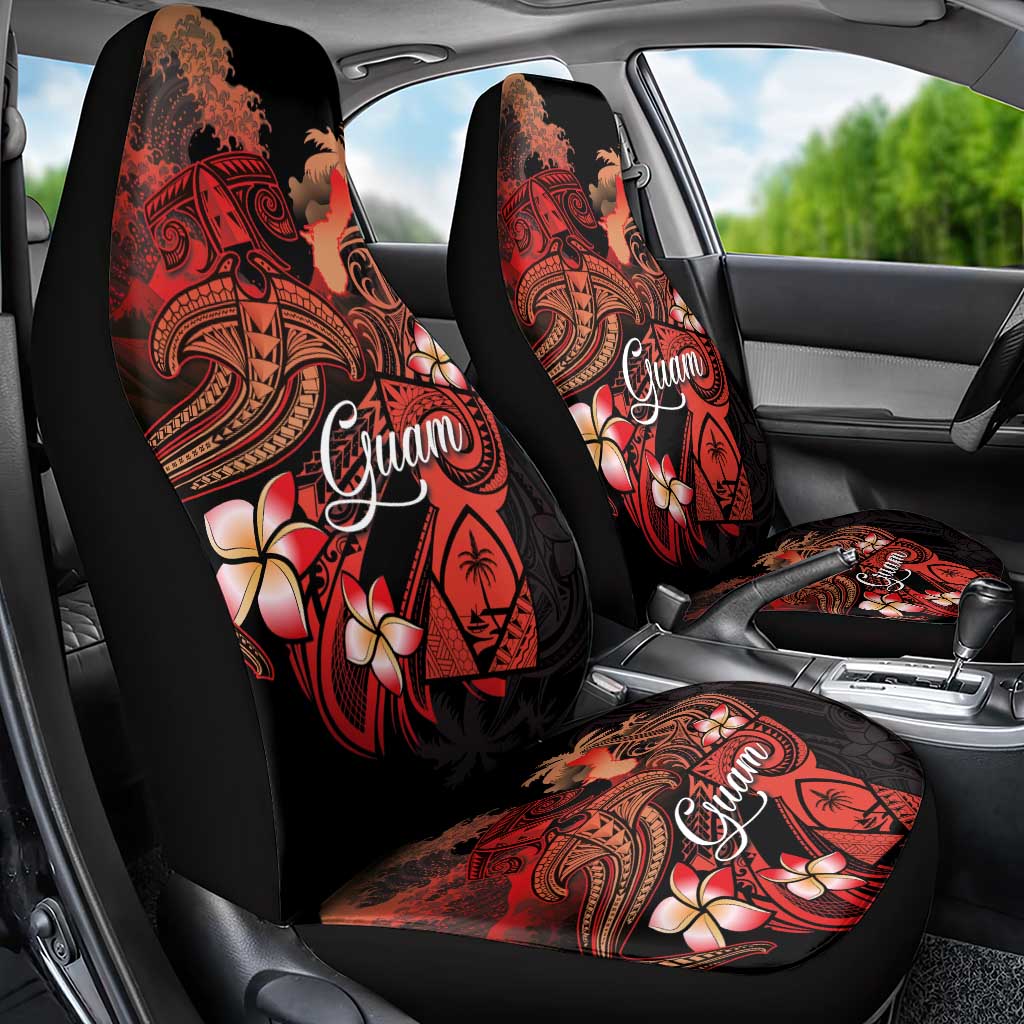 Guam Tribal Chamorro Car Seat Cover Polynesian Shark with Plumeria and Sea Vibe - Polynesian Pride