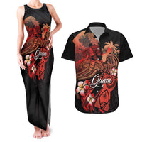 Guam Tribal Chamorro Couples Matching Tank Maxi Dress and Hawaiian Shirt Polynesian Shark with Plumeria and Sea Vibe - Polynesian Pride