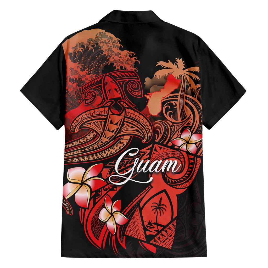 Guam Tribal Chamorro Family Matching Puletasi and Hawaiian Shirt Polynesian Shark with Plumeria and Sea Vibe - Polynesian Pride