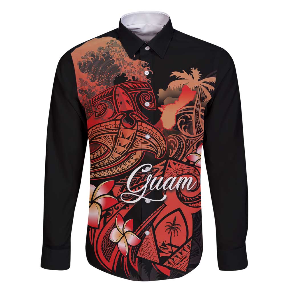 Guam Tribal Chamorro Family Matching Short Sleeve Bodycon Dress and Hawaiian Shirt Polynesian Shark with Plumeria and Sea Vibe - Polynesian Pride