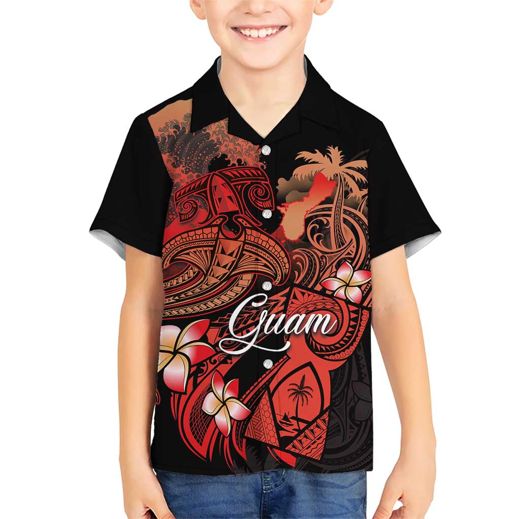 Guam Tribal Chamorro Family Matching Short Sleeve Bodycon Dress and Hawaiian Shirt Polynesian Shark with Plumeria and Sea Vibe - Polynesian Pride