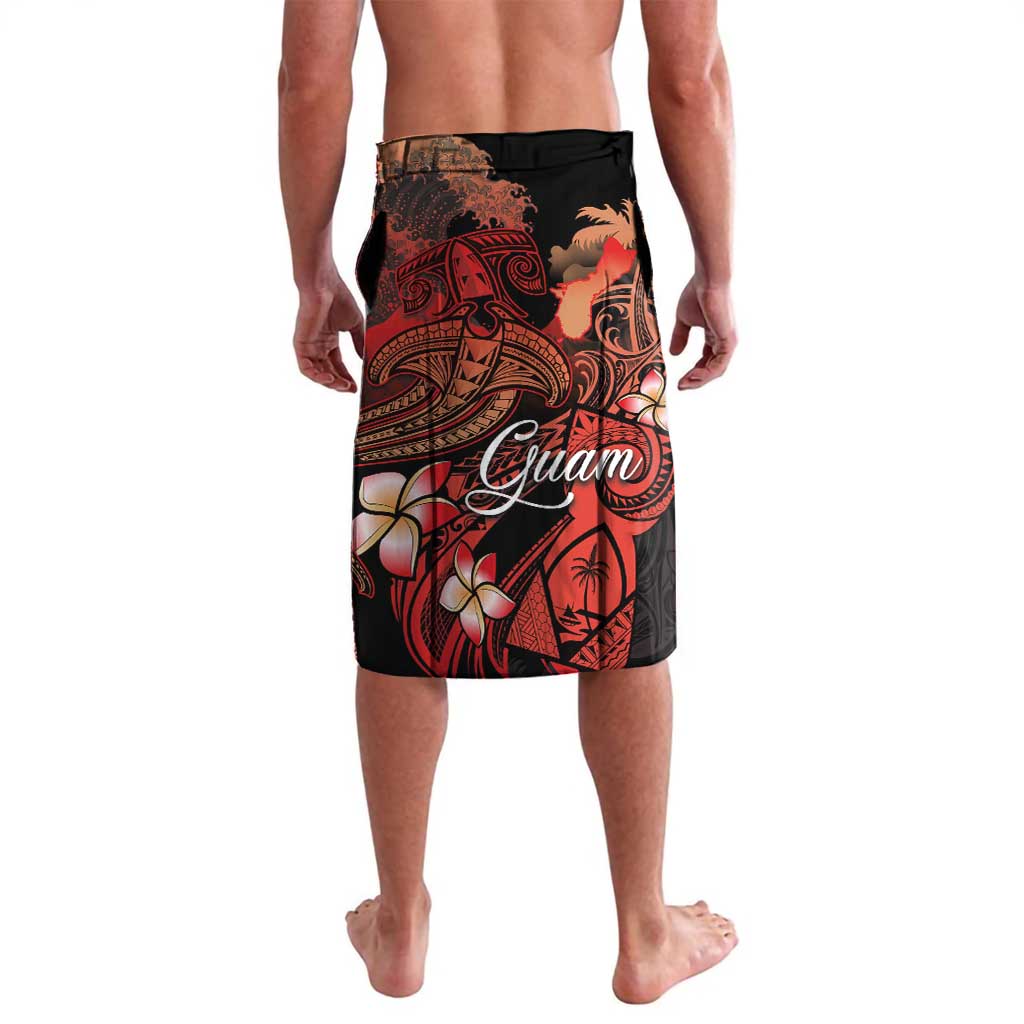 Guam Tribal Chamorro Lavalava Polynesian Shark with Plumeria and Sea Vibe - Polynesian Pride