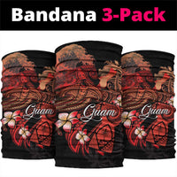 Guam Tribal Chamorro Neck Gaiter Polynesian Shark with Plumeria and Sea Vibe - Polynesian Pride