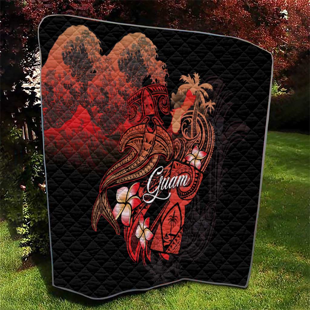 Guam Tribal Chamorro Quilt Polynesian Shark with Plumeria and Sea Vibe - Polynesian Pride