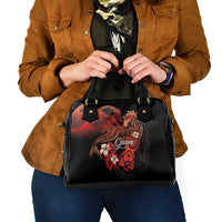 Guam Tribal Chamorro Shoulder Handbag Polynesian Shark with Plumeria and Sea Vibe - Polynesian Pride