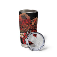 Guam Tribal Chamorro Tumbler Cup Polynesian Shark with Plumeria and Sea Vibe - Polynesian Pride