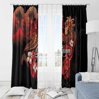 Guam Tribal Chamorro Window Curtain Polynesian Shark with Plumeria and Sea Vibe - Polynesian Pride