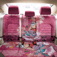 Hawaii Mele Kalikimaka Back Car Seat Cover Funny Santa with Tribal Tattoos Kakau Pink Color - Polynesian Pride