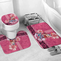 Hawaii Mele Kalikimaka Bathroom Set Funny Santa with Tribal Tattoos Kakau Pink Color - Polynesian Pride