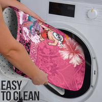 Hawaii Mele Kalikimaka Bathroom Set Funny Santa with Tribal Tattoos Kakau Pink Color - Polynesian Pride