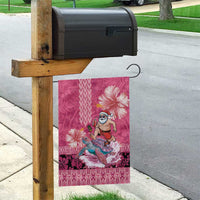 Hawaii Mele Kalikimaka Garden Flag Funny Santa with Tribal Tattoos Kakau Pink Color - Polynesian Pride