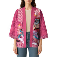 Hawaii Mele Kalikimaka Kimono Funny Santa with Tribal Tattoos Kakau Pink Color - Polynesian Pride