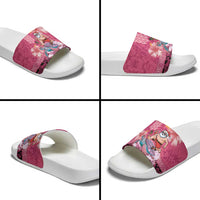 Hawaii Mele Kalikimaka Slide Sandals Funny Santa with Tribal Tattoos Kakau Pink Color - Polynesian Pride