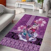 Hawaii Mele Kalikimaka Area Rug Funny Santa with Tribal Tattoos Kakau Purple Color - Polynesian Pride