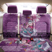 Hawaii Mele Kalikimaka Back Car Seat Cover Funny Santa with Tribal Tattoos Kakau Purple Color - Polynesian Pride