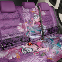 Hawaii Mele Kalikimaka Back Car Seat Cover Funny Santa with Tribal Tattoos Kakau Purple Color - Polynesian Pride