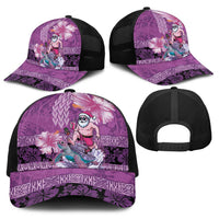 Hawaii Mele Kalikimaka Baseball Net Cap Funny Santa with Tribal Tattoos Kakau Purple Color - Polynesian Pride