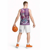 Hawaii Mele Kalikimaka Basketball Jersey Funny Santa with Tribal Tattoos Kakau Purple Color - Polynesian Pride