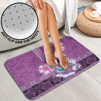 Hawaii Mele Kalikimaka Bathroom Set Funny Santa with Tribal Tattoos Kakau Purple Color - Polynesian Pride