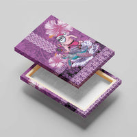 Hawaii Mele Kalikimaka Canvas Wall Art Funny Santa with Tribal Tattoos Kakau Purple Color - Polynesian Pride