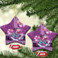 Hawaii Mele Kalikimaka Ceramic Ornament Funny Santa with Tribal Tattoos Kakau Purple Color LT03 Star Purple - Polynesian Pride