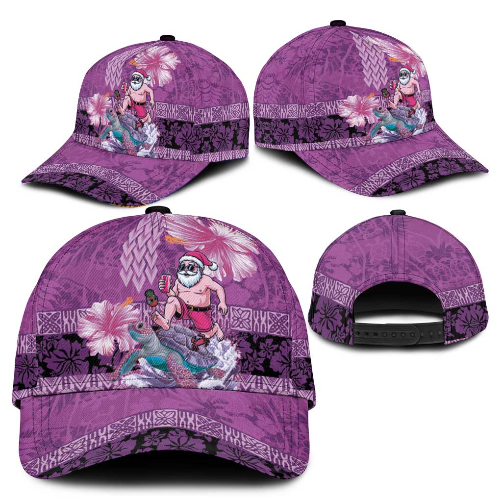 Hawaii Mele Kalikimaka Classic Cap Funny Santa with Tribal Tattoos Kakau Purple Color - Polynesian Pride