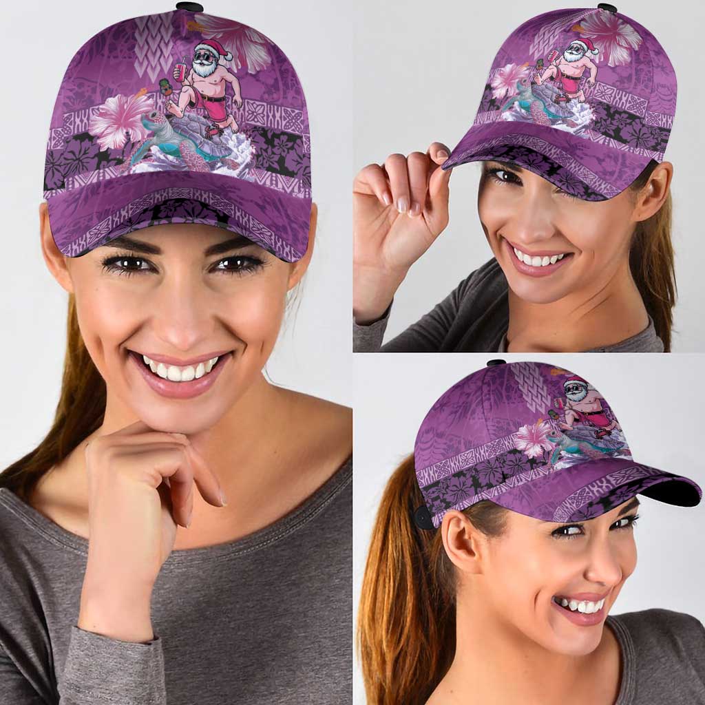 Hawaii Mele Kalikimaka Classic Cap Funny Santa with Tribal Tattoos Kakau Purple Color - Polynesian Pride