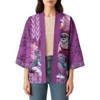 Hawaii Mele Kalikimaka Kimono Funny Santa with Tribal Tattoos Kakau Purple Color - Polynesian Pride