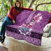 Hawaii Mele Kalikimaka Quilt Funny Santa with Tribal Tattoos Kakau Purple Color - Polynesian Pride