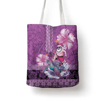 Hawaii Mele Kalikimaka Tote Bag Funny Santa with Tribal Tattoos Kakau Purple Color - Polynesian Pride