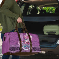 Hawaii Mele Kalikimaka Travel Bag Funny Santa with Tribal Tattoos Kakau Purple Color - Polynesian Pride