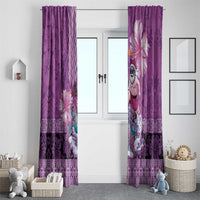 Hawaii Mele Kalikimaka Window Curtain Funny Santa with Tribal Tattoos Kakau Purple Color - Polynesian Pride