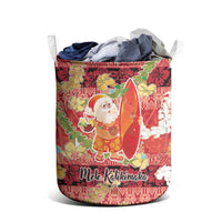 Hawaii Santa Mele Kalikimaka Laundry Basket Tropical Puakenikeni Lei with Polynesian Tribal Pattern LT03 - Polynesian Pride