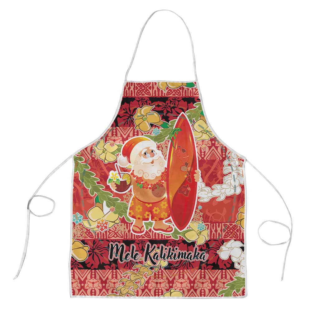 Hawaii Santa Mele Kalikimaka Apron Tropical Puakenikeni Lei with Polynesian Tribal Pattern - Polynesian Pride