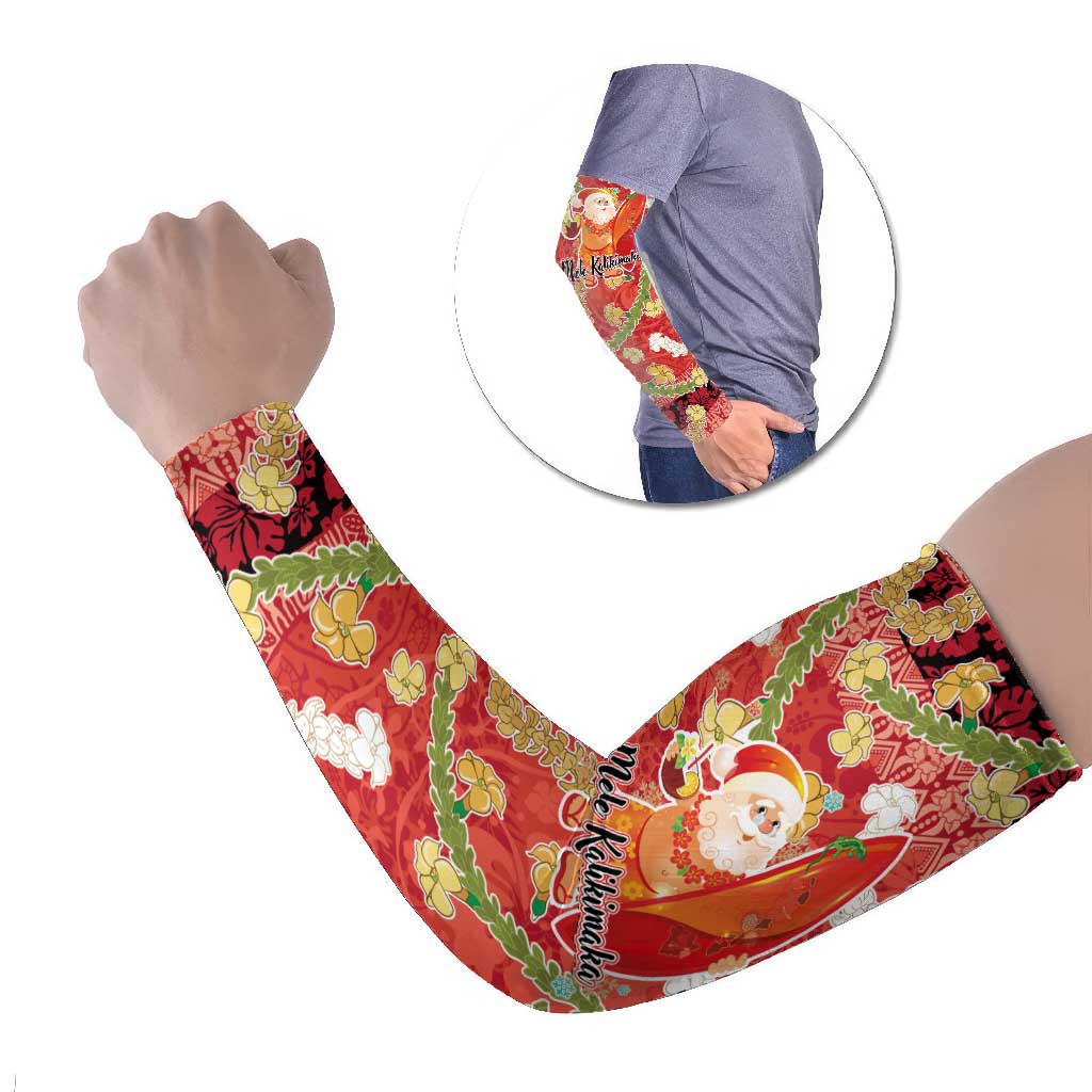 Hawaii Santa Mele Kalikimaka Arm Sleeves Tropical Puakenikeni Lei with Polynesian Tribal Pattern - Polynesian Pride