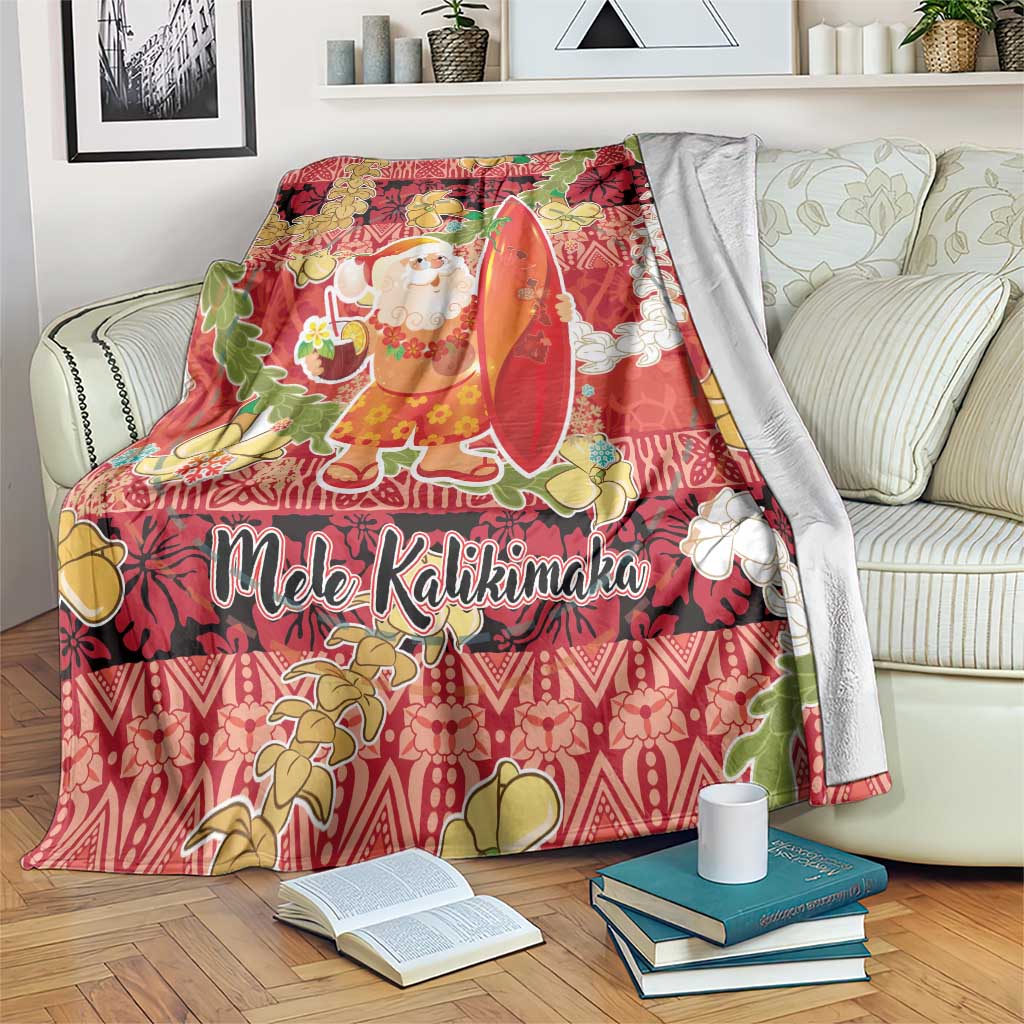 Hawaii Santa Mele Kalikimaka Blanket Tropical Puakenikeni Lei with Polynesian Tribal Pattern - Polynesian Pride