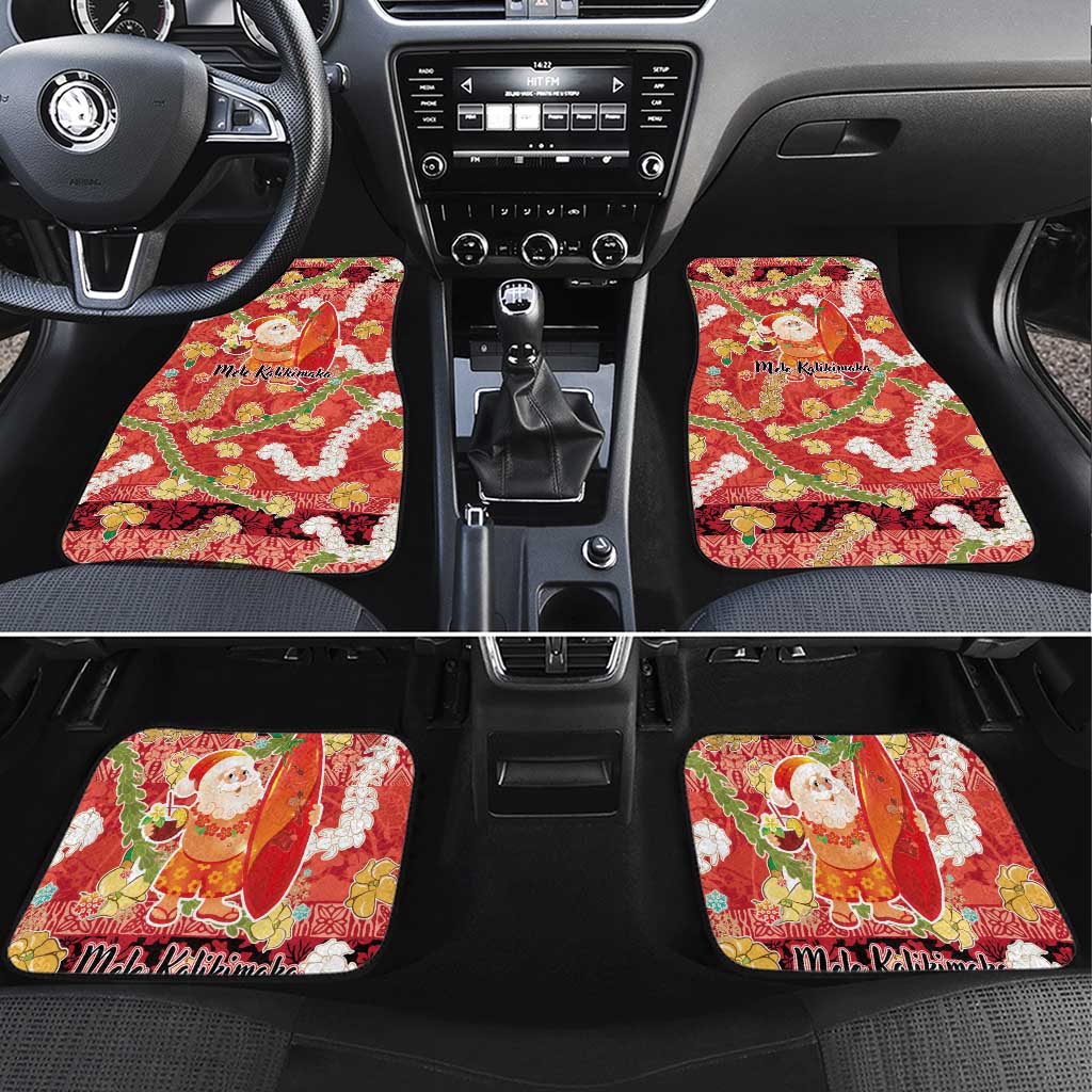 Hawaii Santa Mele Kalikimaka Car Mats Tropical Puakenikeni Lei with Polynesian Tribal Pattern - Polynesian Pride
