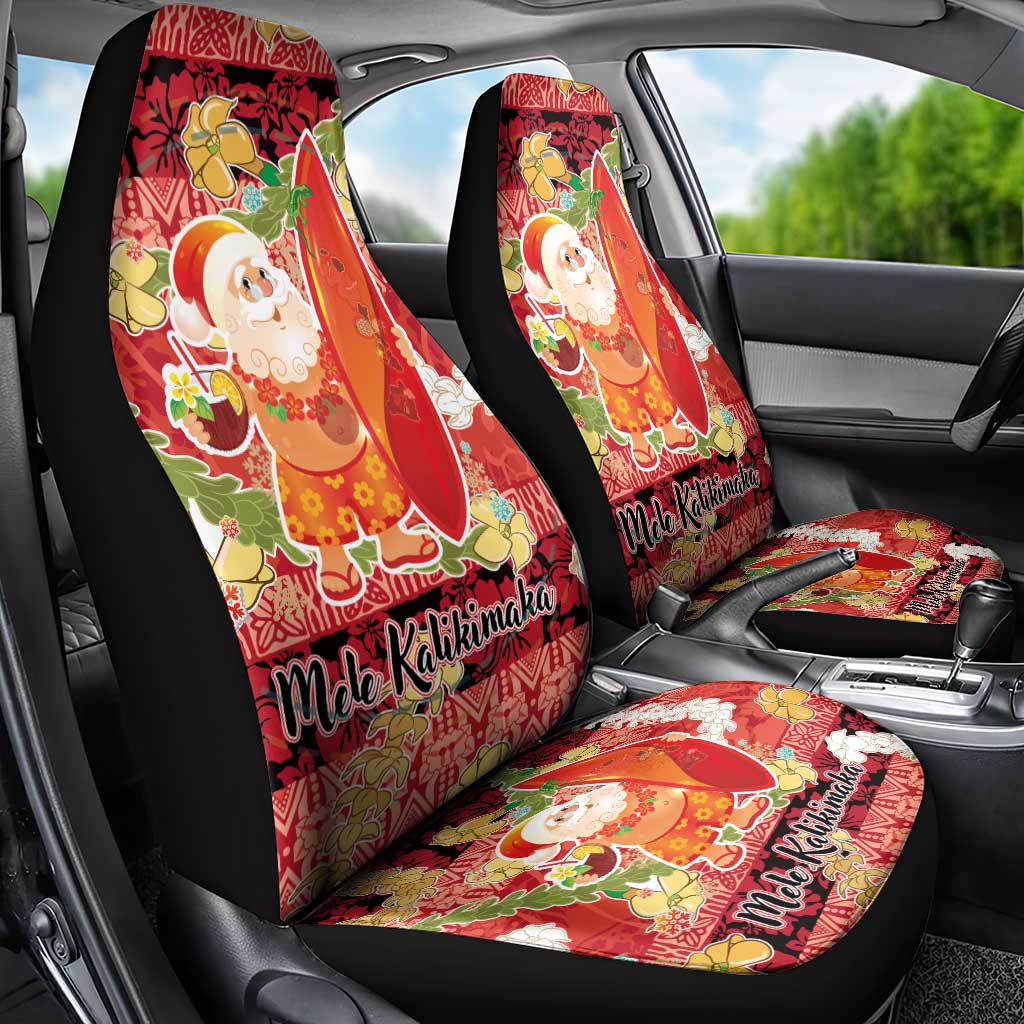 Hawaii Santa Mele Kalikimaka Car Seat Cover Tropical Puakenikeni Lei with Polynesian Tribal Pattern - Polynesian Pride