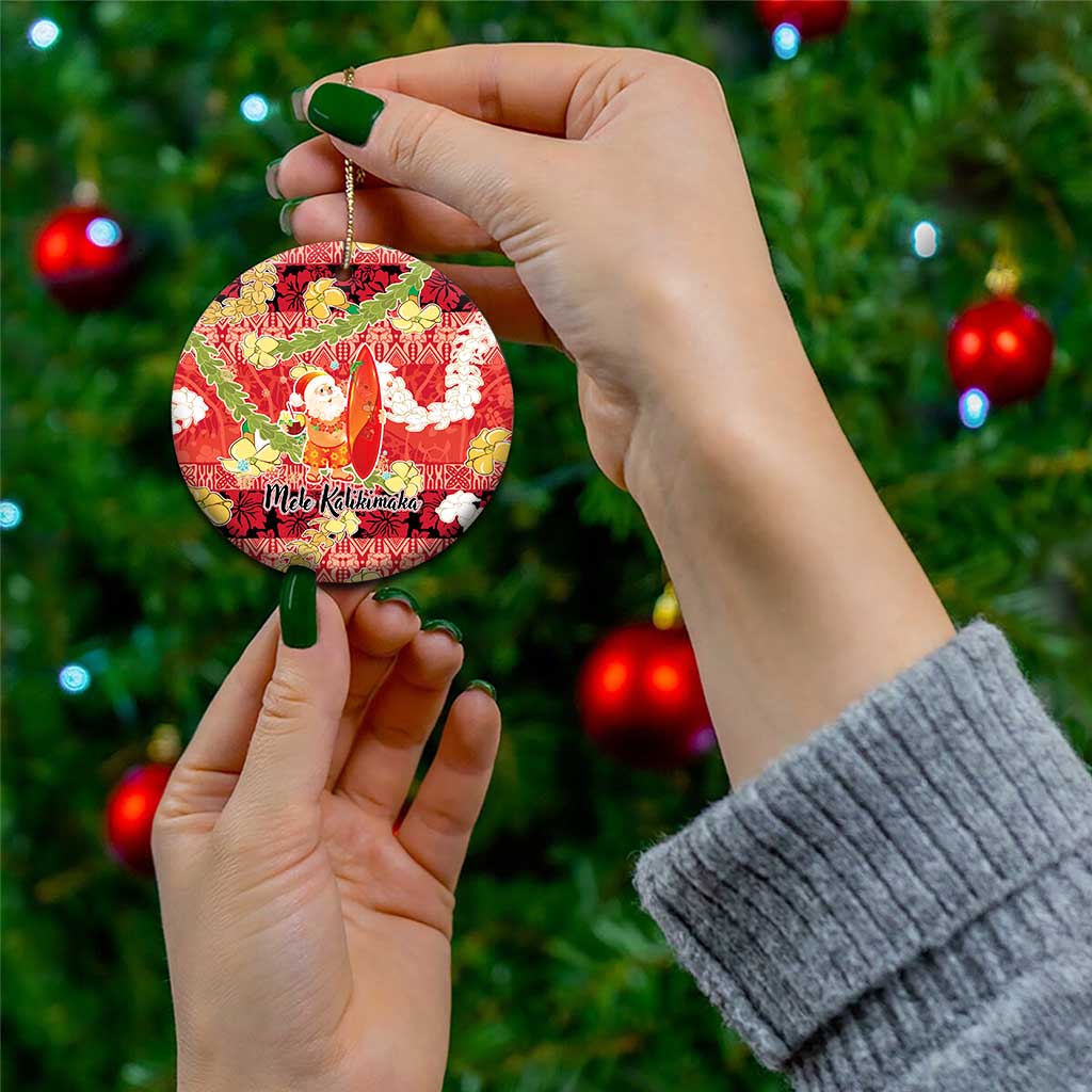 Hawaii Santa Mele Kalikimaka Ceramic Ornament Tropical Puakenikeni Lei with Polynesian Tribal Pattern LT03 - Polynesian Pride