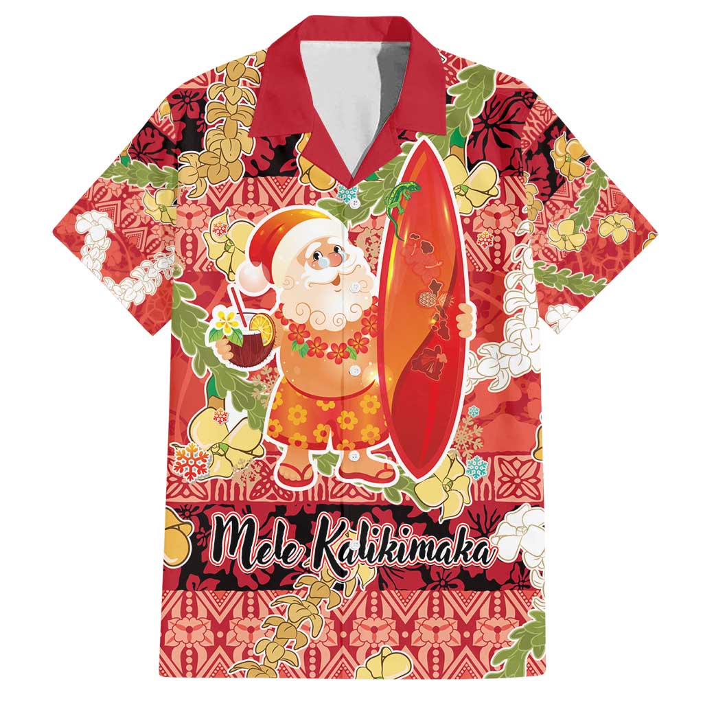 Hawaii Santa Mele Kalikimaka Family Matching Long Sleeve Bodycon Dress and Hawaiian Shirt Tropical Puakenikeni Lei with Polynesian Tribal Pattern - Polynesian Pride