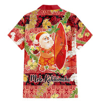 Hawaii Santa Mele Kalikimaka Family Matching Mermaid Dress and Hawaiian Shirt Tropical Puakenikeni Lei with Polynesian Tribal Pattern - Polynesian Pride