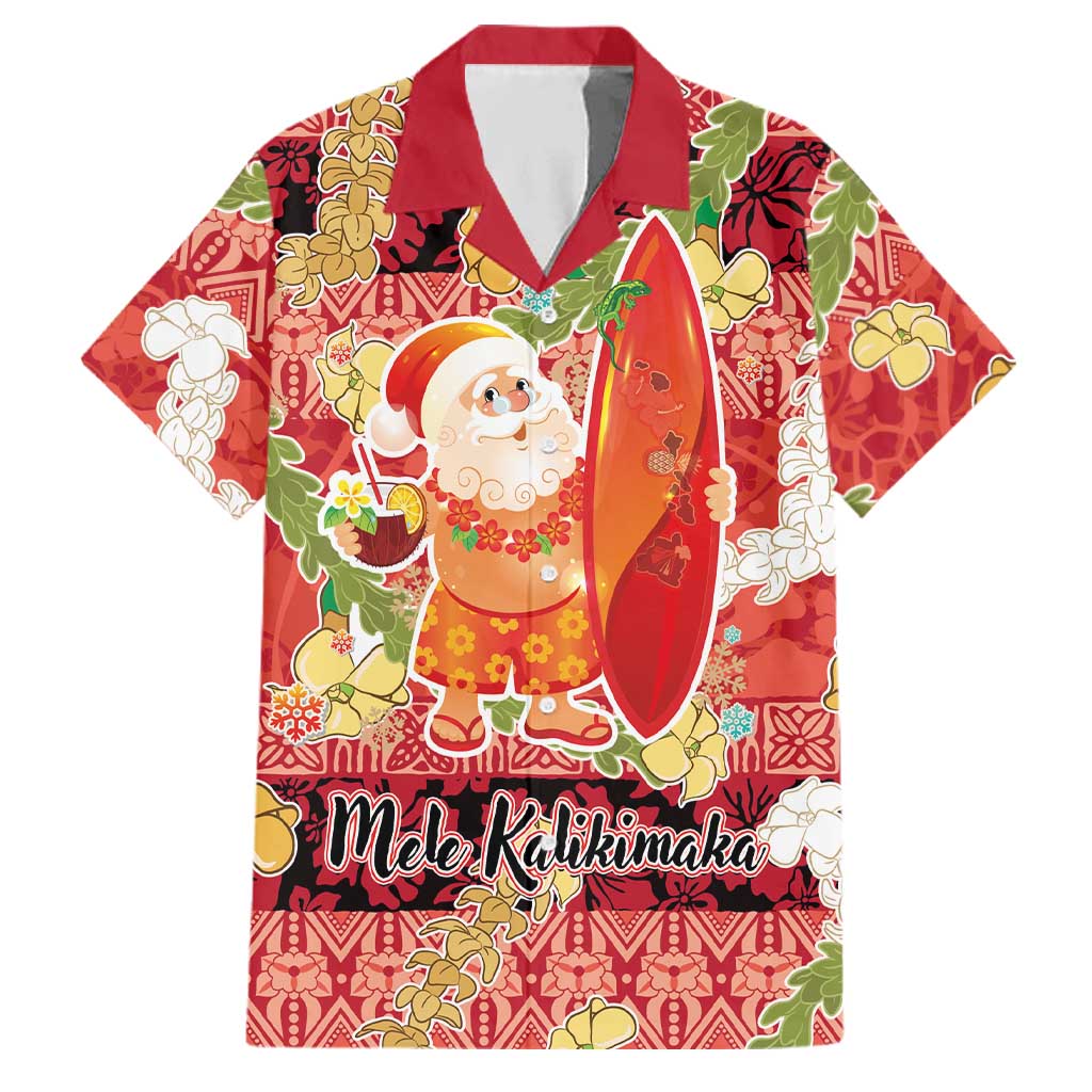 Hawaii Santa Mele Kalikimaka Family Matching Puletasi and Hawaiian Shirt Tropical Puakenikeni Lei with Polynesian Tribal Pattern - Polynesian Pride