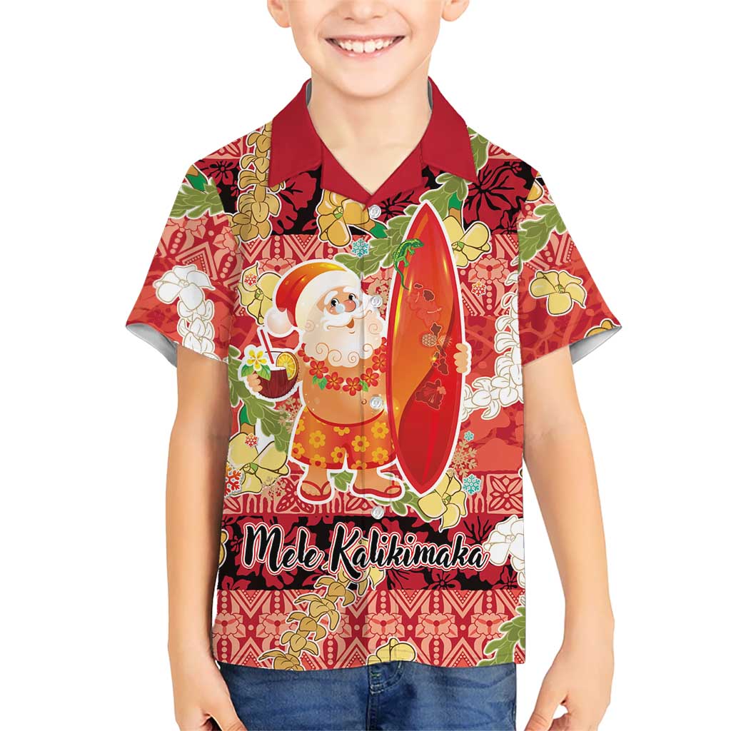 Hawaii Santa Mele Kalikimaka Family Matching Puletasi and Hawaiian Shirt Tropical Puakenikeni Lei with Polynesian Tribal Pattern - Polynesian Pride